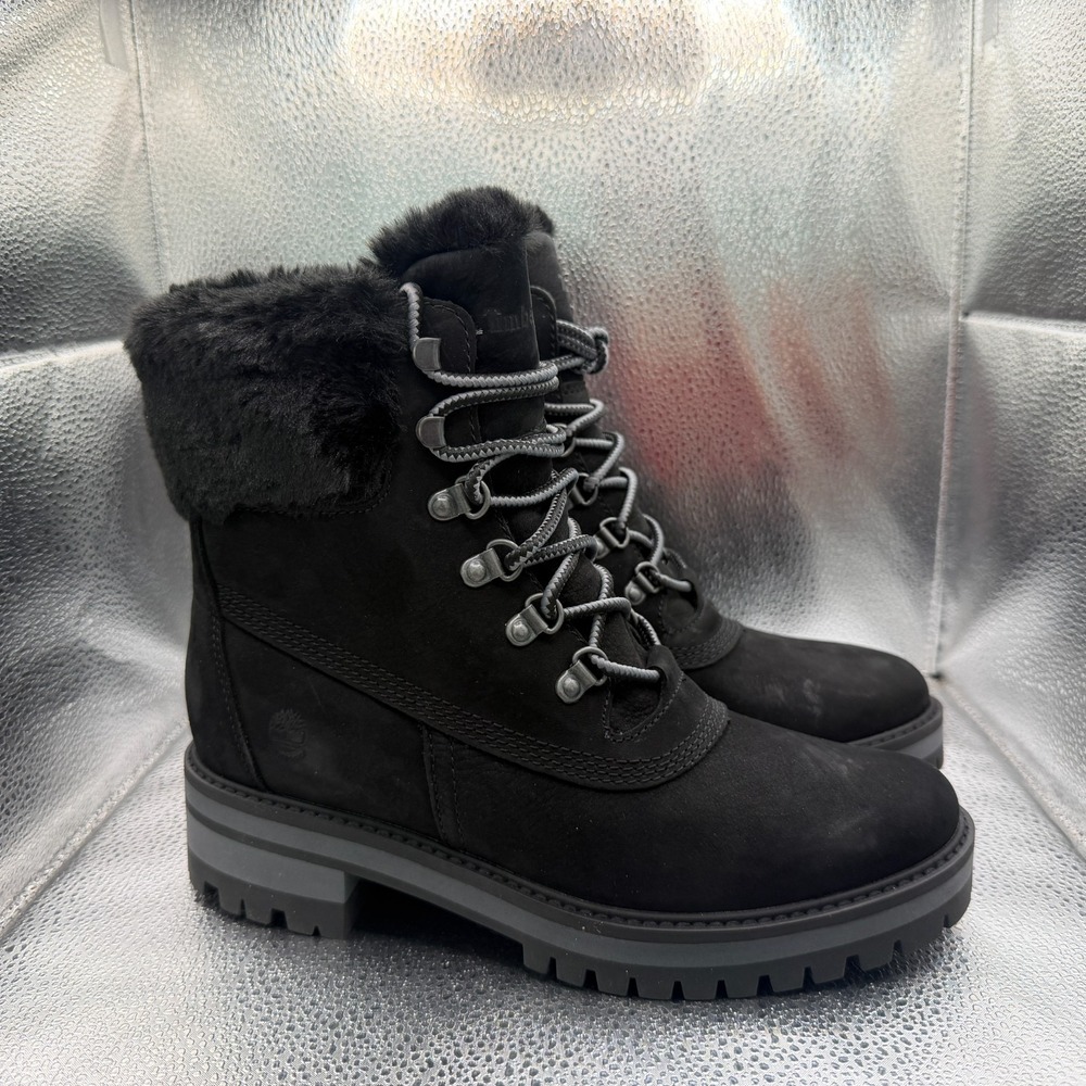 Size 8.5 Timberland Courmayeur Nubuck Black Womens Waterproof Warm-Lined Boots